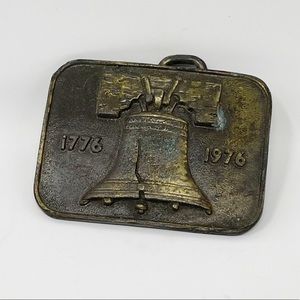 Vintage Liberty Bell Bicentennial 1776 - 1976 USA Brass Belt Buckle